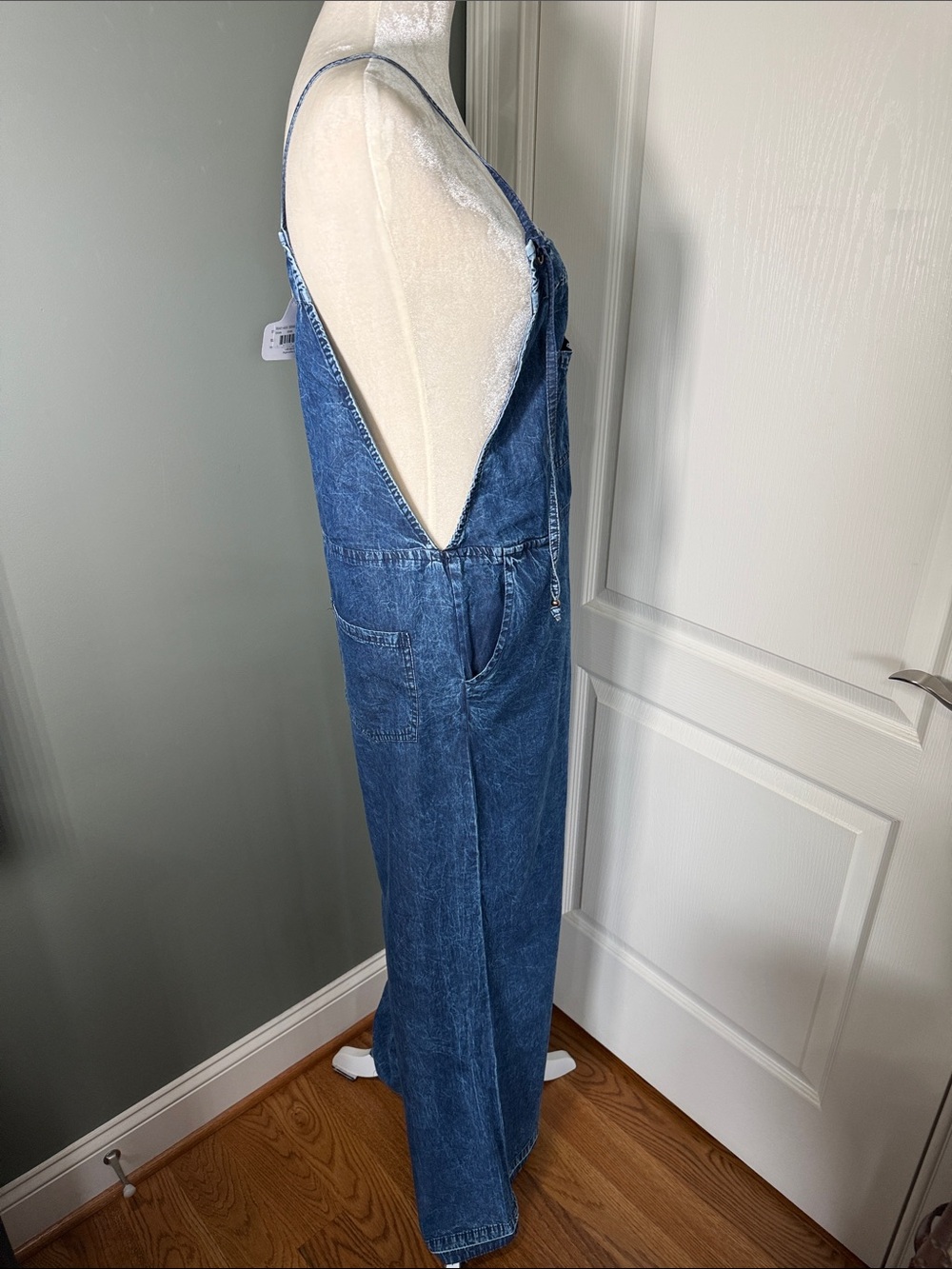 Angie Acid Wash Denim Flare Leg Overalls Jumpsuit NWT M - Picture 5 of 13